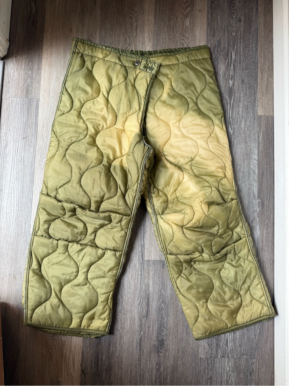 Vintage Military Quilted Olive Green Liner Pants Size Medium